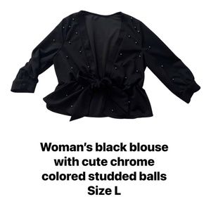 Crop blouse with studded chrome balls
